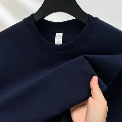 100% Pure Cotton Summer High-end Brand Men's Short Sleeve Round Neck