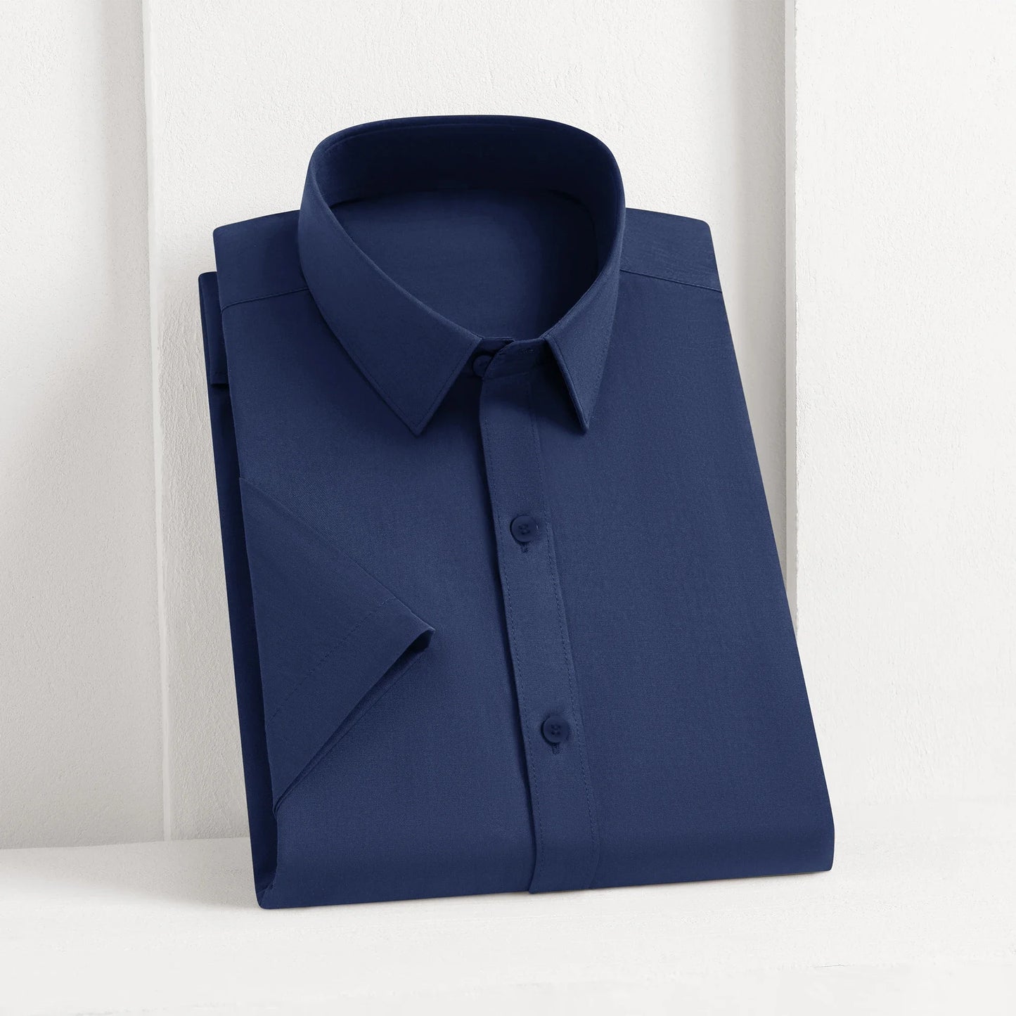 New Men's Business Casual Solid Color Short Sleeved Shirt for Summer
