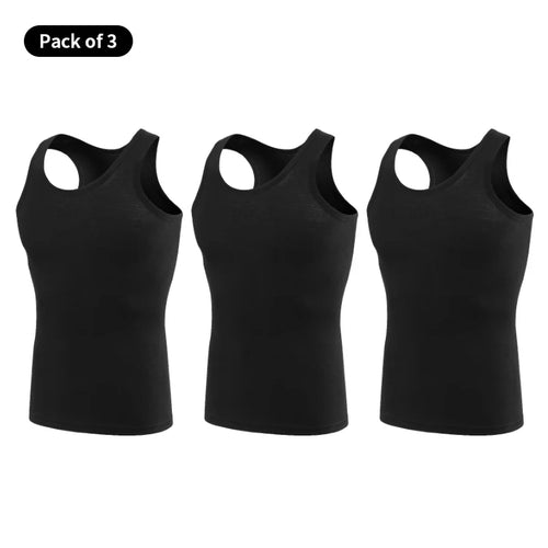 1/3 Piece Men's Four Season Solid Color Plus Size Vest Comfortable