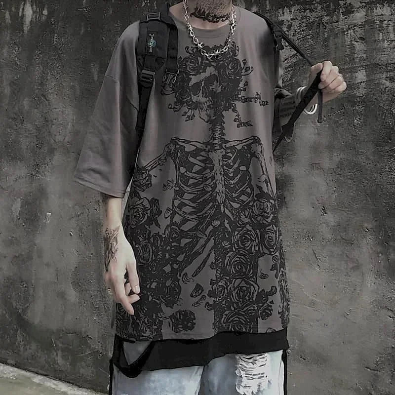 Men T-shirts 2023 Summer Streetwear High Street Gothic Skull Tshirt