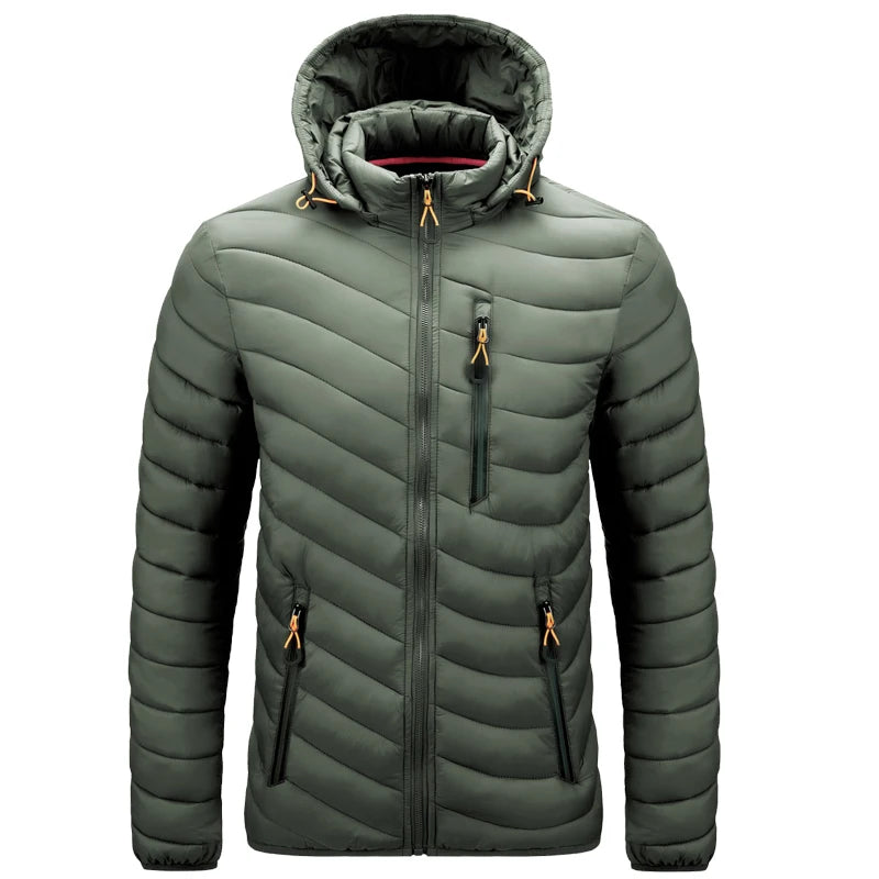 Mens Lightweight Outdoor Puffer Jacket Hooded Insulated Thermal Puffy