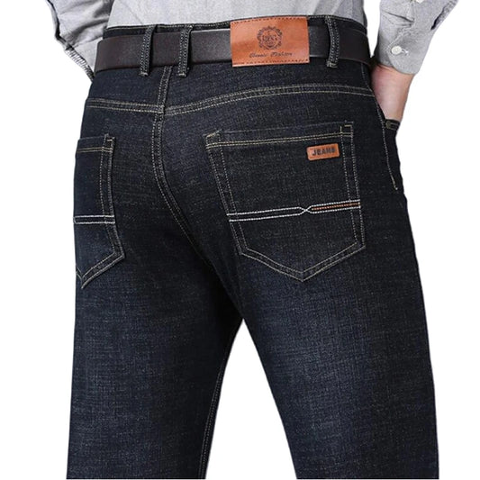 Men's Soft Straight Denim Pants 2025 Autumn Classic Business Black