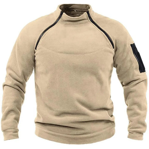 Men's Tactical Outdoor Fleece Jacket Clothes Warm Zippers Pullover Men