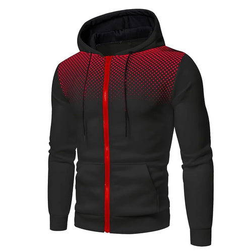 Men's Zip Up Hoodie Pocket Polka Pot Print Hooded Sweatshirt Sport