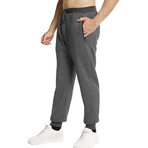 New Sweatpants Side Zipper Pockets Men Joggers Track Pants Elastic