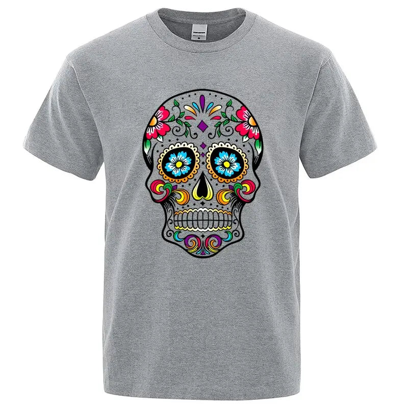 Men's T-shirt High Quality 100% Cotton Street Style Loose Cool Skull