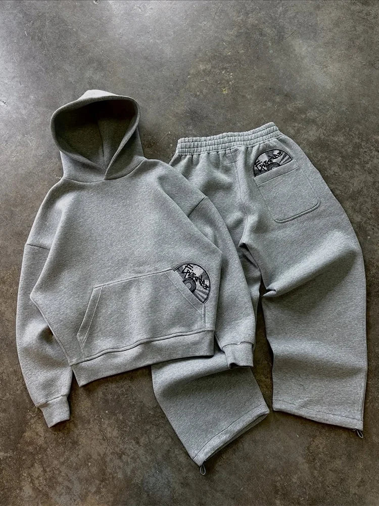 2026 Trendy High Street Retro Casual Streetwear Men's Sports Suit Y2K