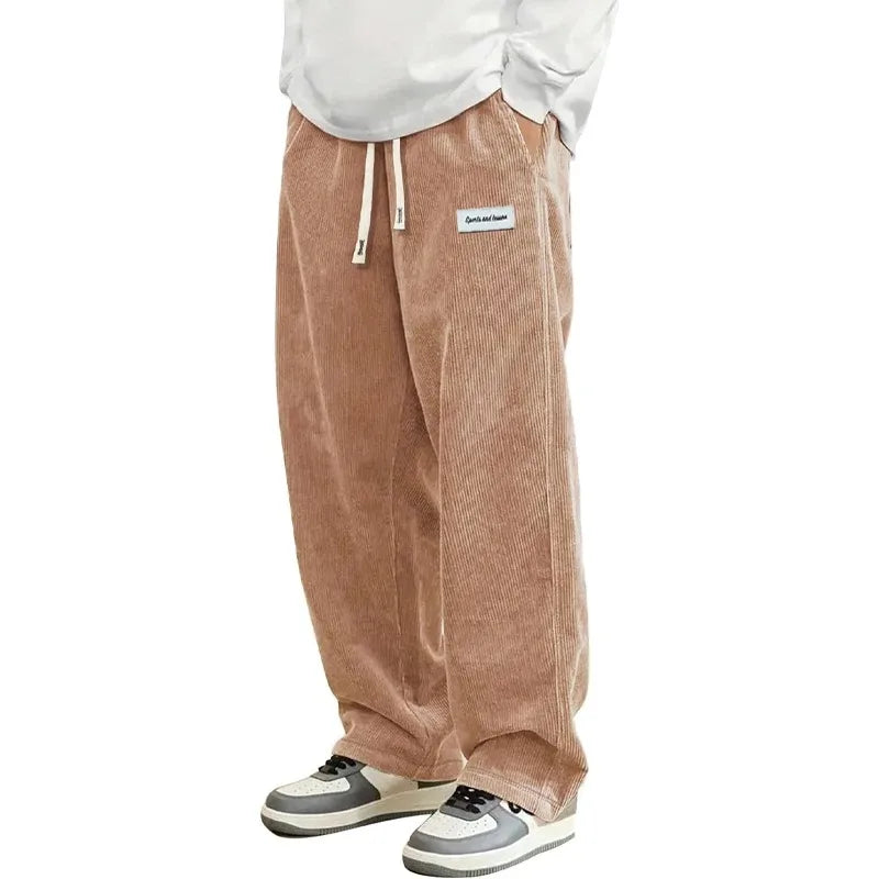 New Mens Corduroy Casual Pants Fashion Loose Fit Baggy Pants Straight