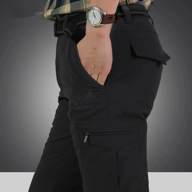 Men's Winter Fleece Tactical Pants Warm Cargo Pant Hunting SoftShell