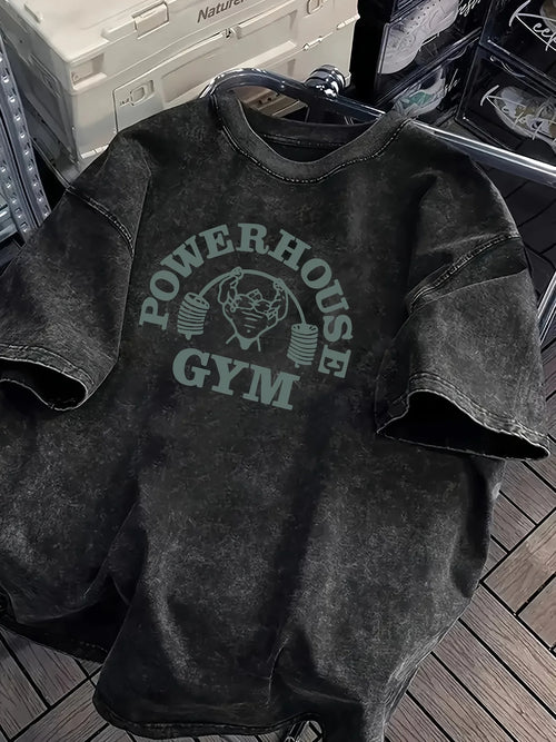 Retro Washed Gorilla World Gym Print 100% Cotton Men Women T-shirt