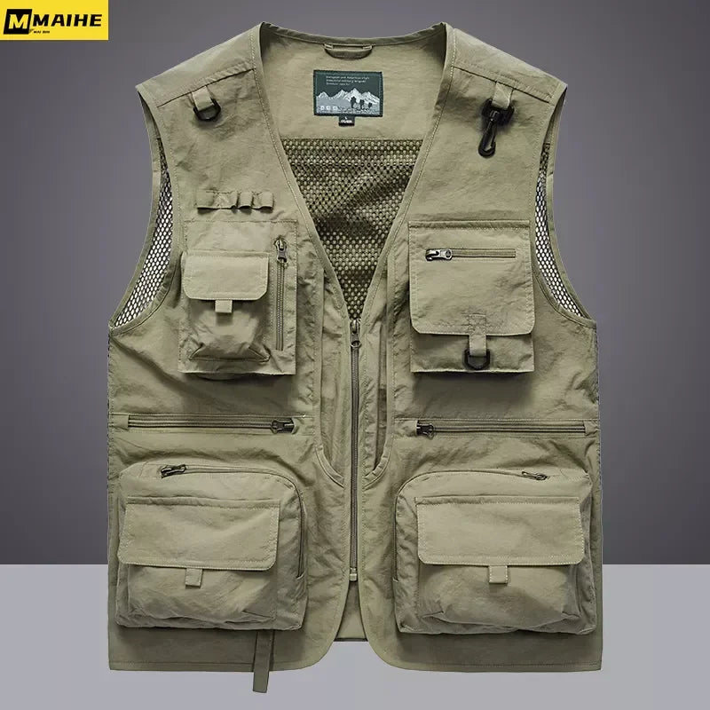 14 Pockets Summer New Men US Tactical Hiking Fishing Vest Mens