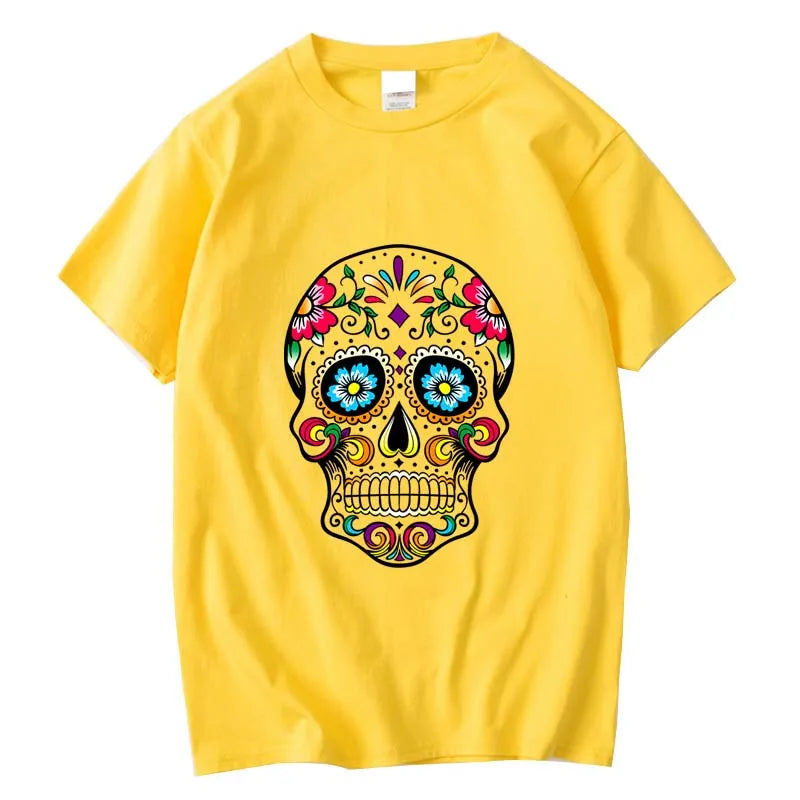 Men's T-shirt High Quality 100% Cotton Street Style Loose Cool Skull