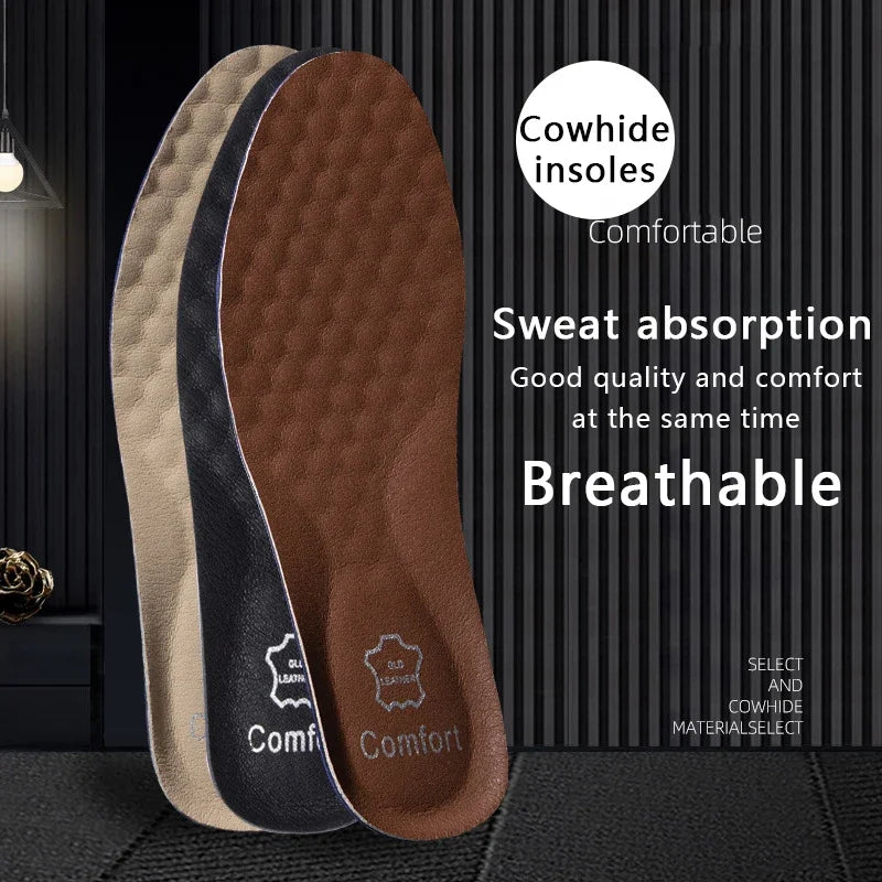 1Pair Leather Shoe Insoles for Feet Arch Support Orthopedic Insole