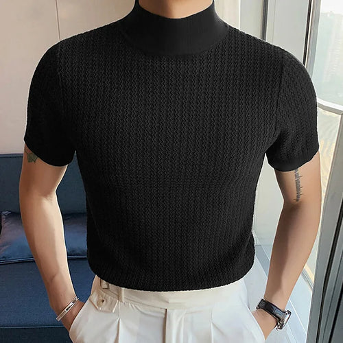 Summer new casual simple knitted base shirt European and American