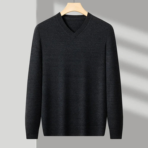 New Sweatwear Men's V Neck Basic Solid Color Sweaters Round Neck