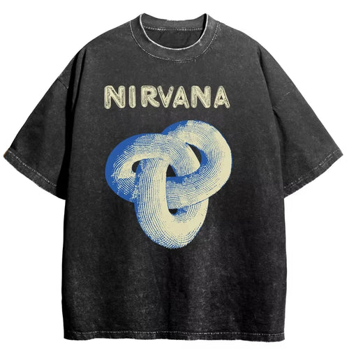 Nirvana rock band men's Retro cotton Washed Tee In Utero album man