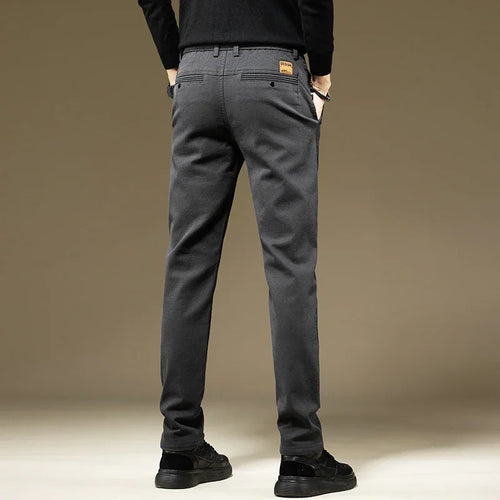 KUBRO Men's Pants Casual Cotton Solid Color Spring Autumn Straight