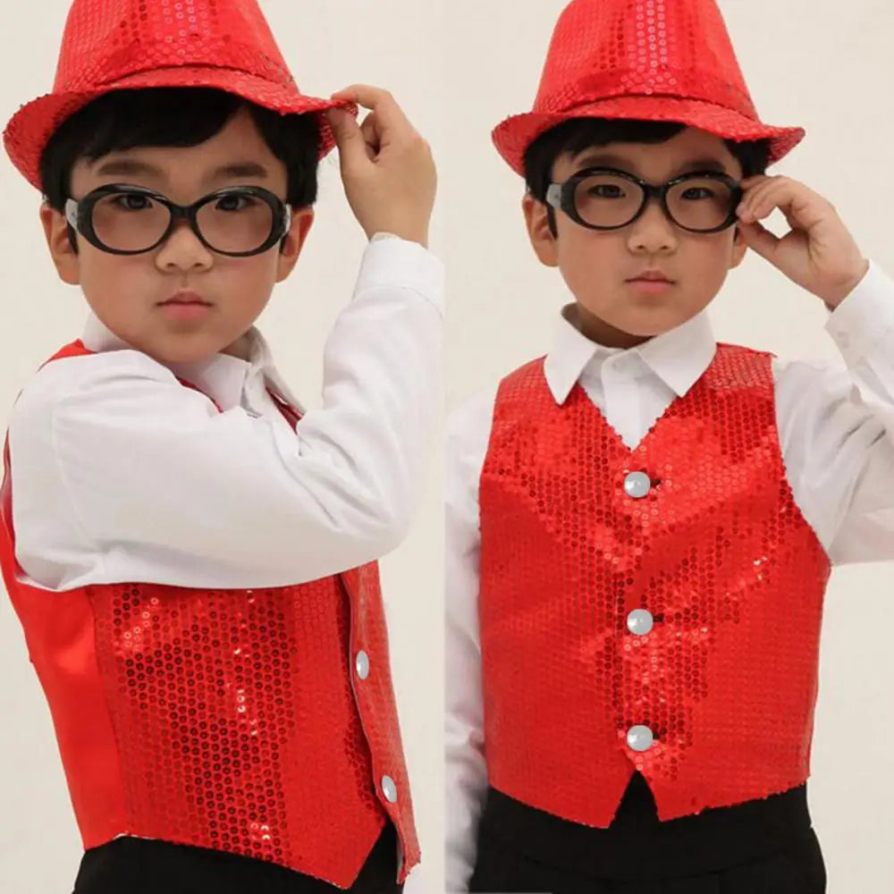 Children Shining Sequins Clothes Boys Students Christmas Stage