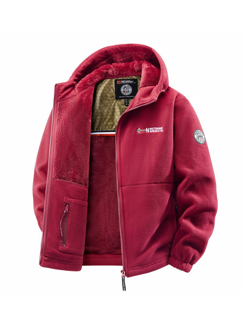 Men's Winter Fleece Hooded Jacket, Windproof and Warm, Suitable for