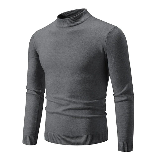 New Sweatwear Men's Half Neck Basic Solid Color Sweaters Round Neck