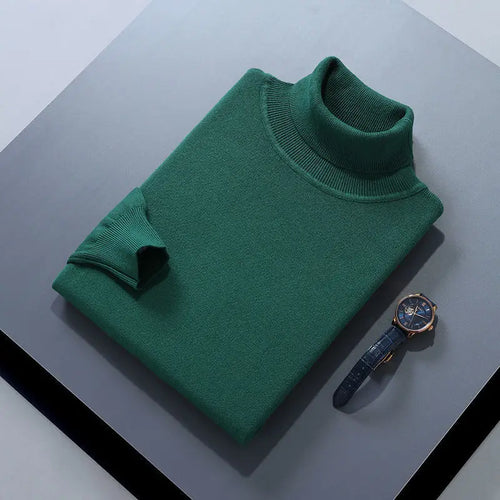 Turtleneck Men Pullover Cashmere Cotton Blend Knitted Sweater 2025