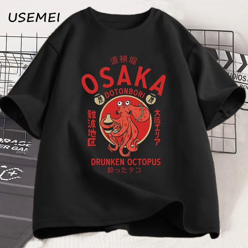 Osaka Dotonbori Drunken Octopus Graphic T Shirts Japanese Style Street