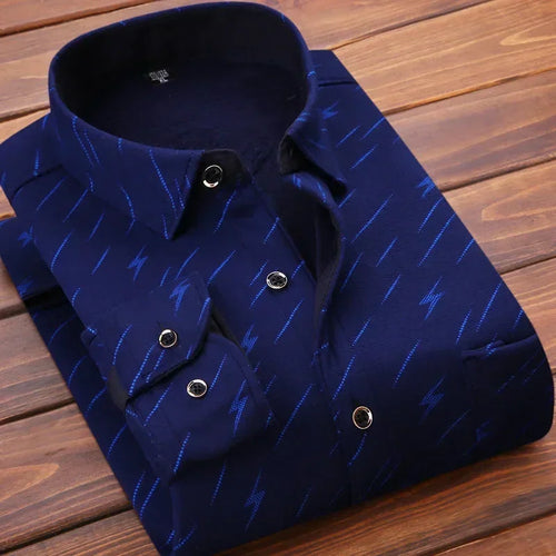 2024 Men's Winter Warm Long Sleeve Plaid Shirts Flannel Fur Lined