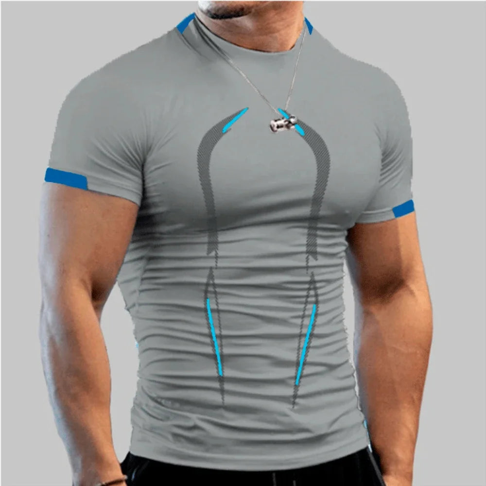 New Summer Sportswear Gym Breathable T Shirt Men Quick Drying Jogging