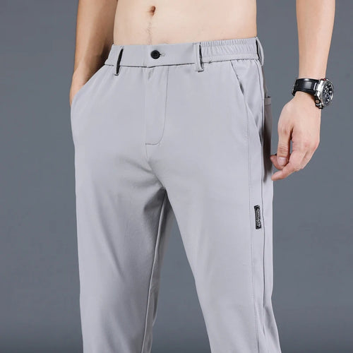 2024 Summer New Thin Ice Silk Stretch Men's Pants Casual Elastic Waist