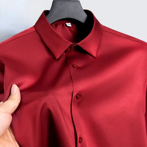 New Anti-Wrinkle Men Shirts Long Sleeve Dress Shirts For Men Slim Fit