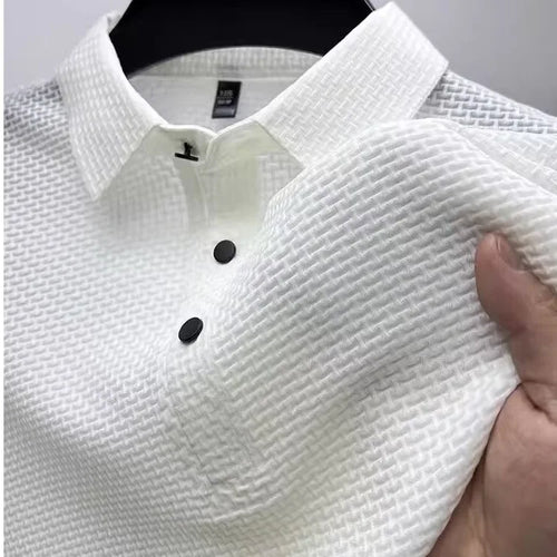 Summer New Men's Lop-up Hollow Short-sleeved Polo Tee Shirt Ice Silk