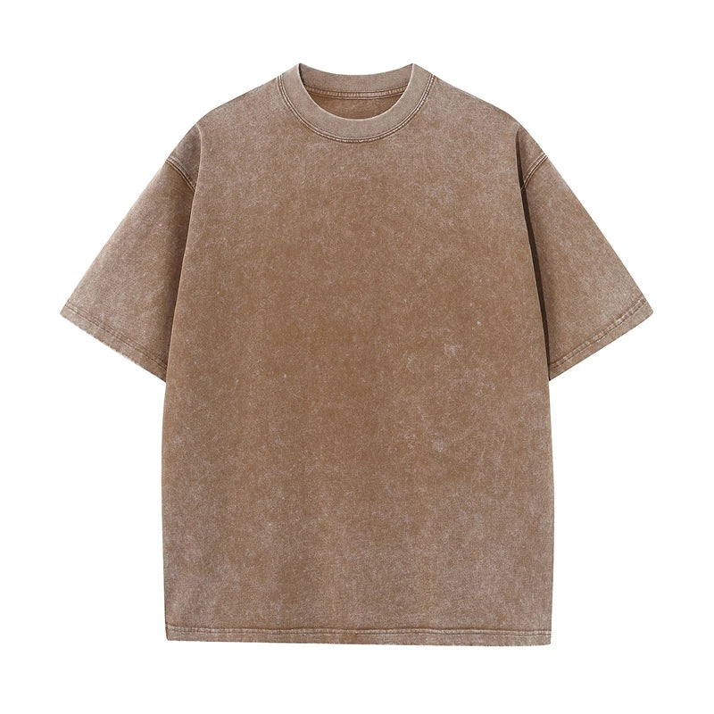 Men's Summer T-shirt 230G Heavy Cotton Vintage Washed T-Shirts