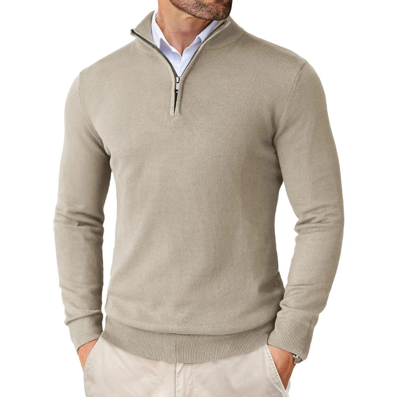 Men's Quarter Zip Up Sweaters Slim Fit Lightweight Mock Neck Pullover