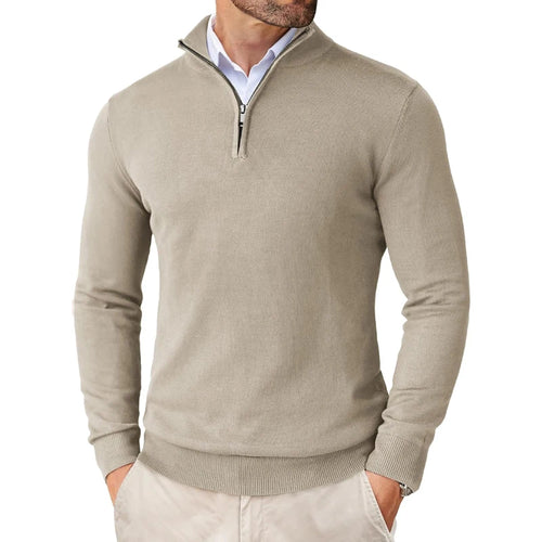 Men's Quarter Zip Up Sweaters Slim Fit Lightweight Mock Neck Pullover