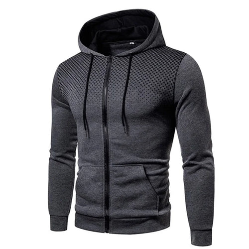 Men's Zip Up Hoodie Pocket Polka Pot Print Hooded Sweatshirt Sport