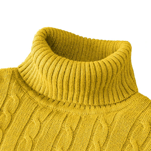 Outdoor Men's Long Sleeve Knitted Sweaters Slim Fit Turtleneck Sweater