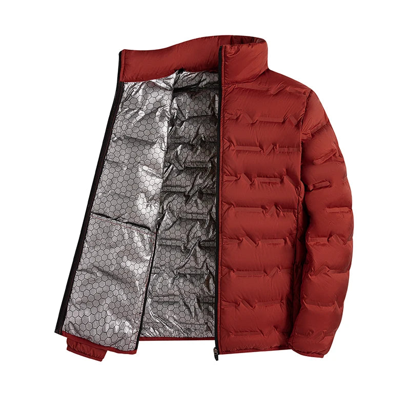 Graphene Self-heating Down Jacket Men Solid Windproof Pleated Down