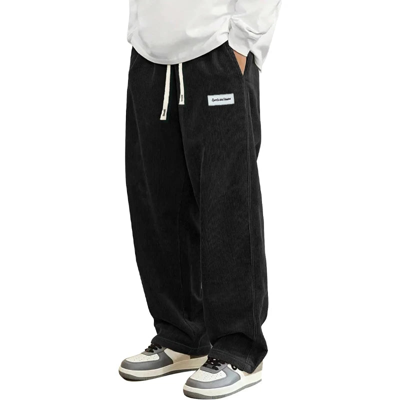 Autumn Mens Corduroy Casual Pants Fashion Loose Fit Pants Straight