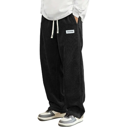 Autumn Mens Corduroy Casual Pants Fashion Loose Fit Pants Straight