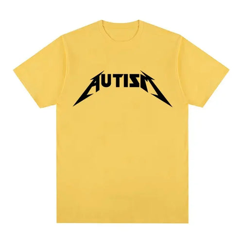 Autism Metal Rock Meme T-shirt Men Women Fashion Hip Hop Short Sleeve
