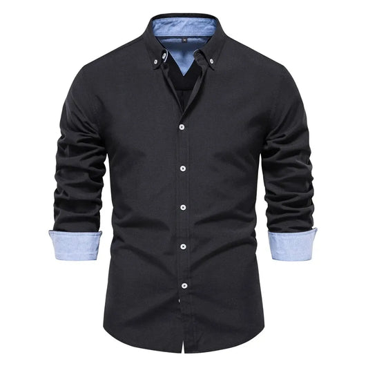 AIOPESON New Spring Cotton Blend Men's Oxford Shirt Long Sleeve Button