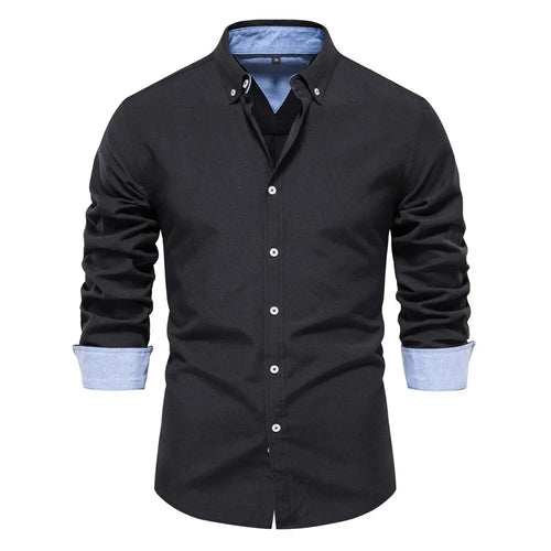 AIOPESON New Spring Cotton Blend Men's Oxford Shirt Long Sleeve Button
