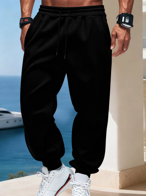 Man Autumn Fleece Sportpants Drawstring Casual Long Pants Comfortable