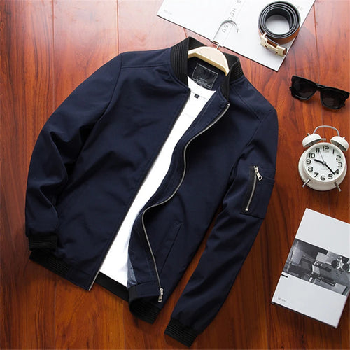Men Bomber Jacket Thin Slim Long Sleeve baseball Jackets Mens
