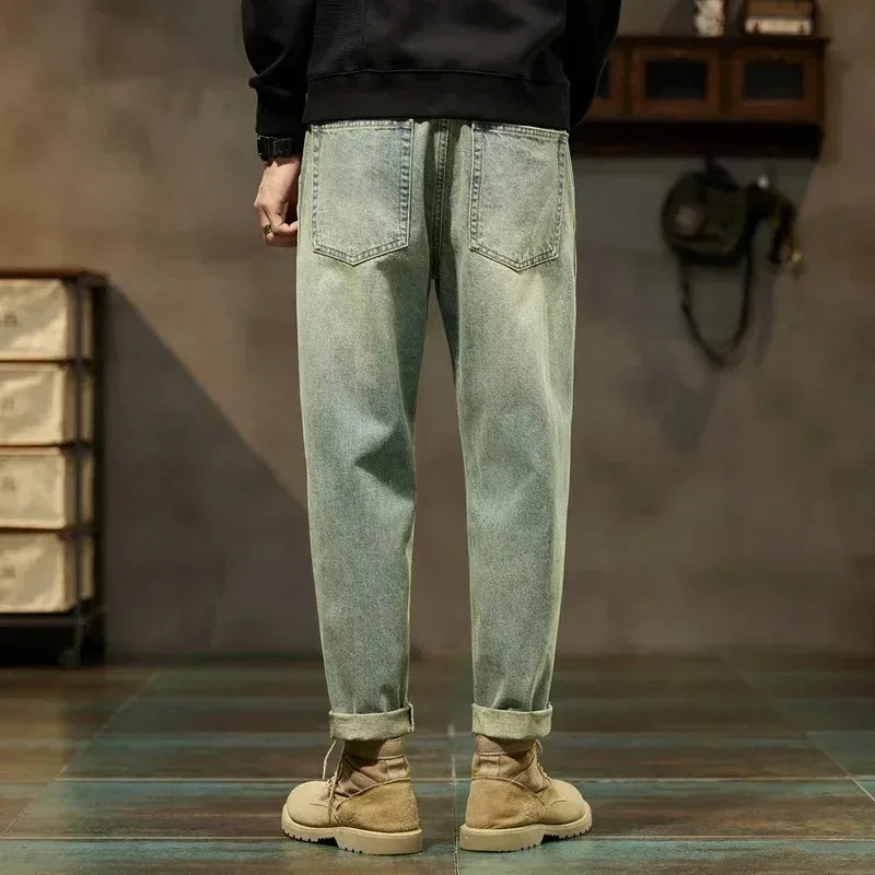 Men's Spring 2026 Loose Harem Pants Denim Retro Solid Comfortable