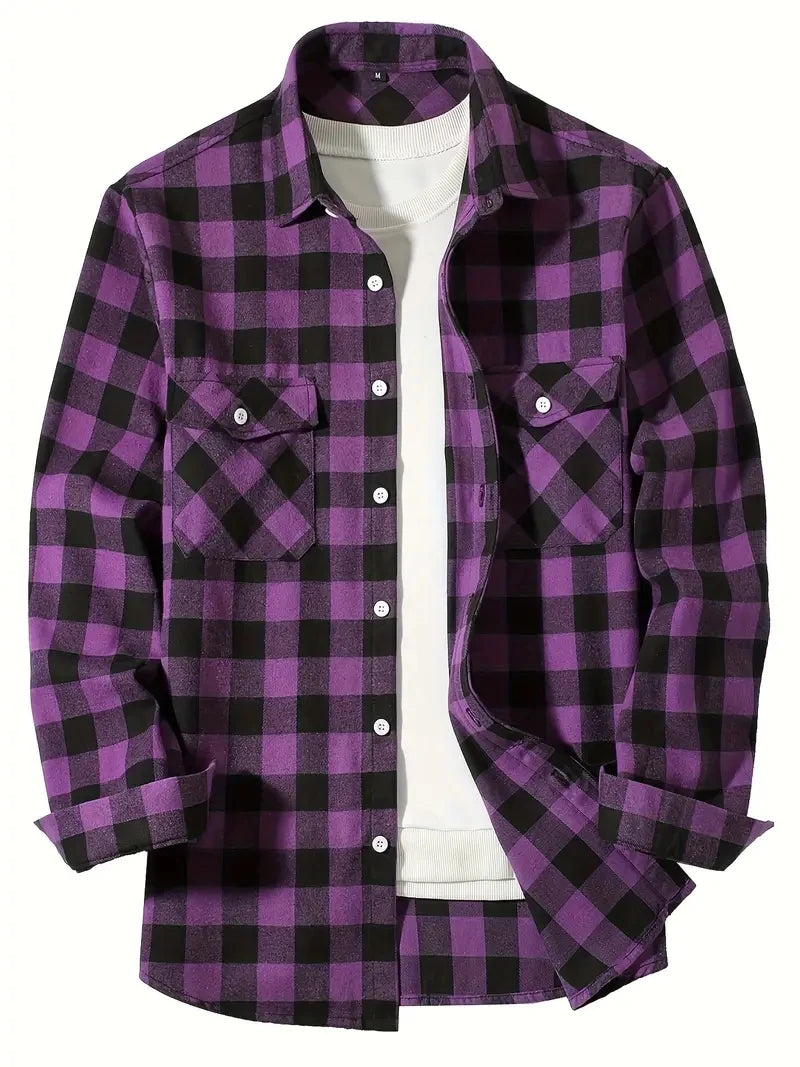 Spring and Autumn Fashion Cotton Long Sleeve Men's Shirt New Brushed