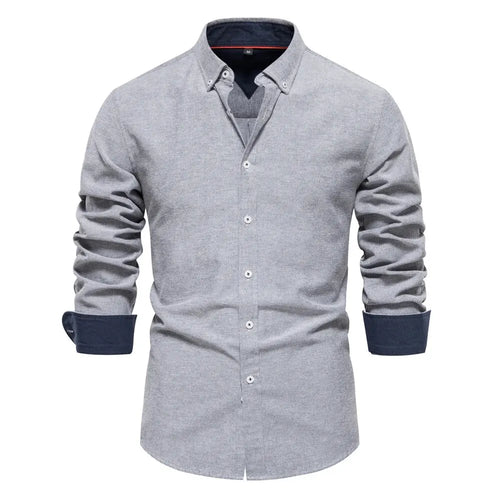 AIOPESON New Spring Cotton Blend Men's Oxford Shirt Long Sleeve Button