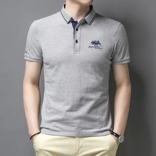 Men's Embroidered Casual Fashion Short Sleeved POLO Shirt Summer