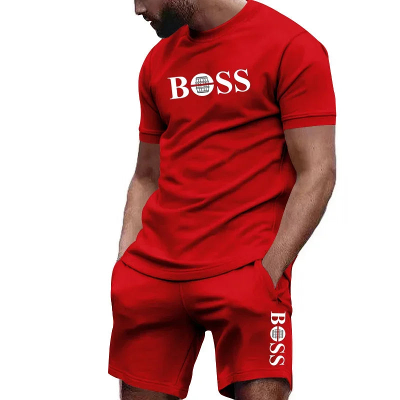 Men's two-piece sportswear short sleeved T-shirt and pants set running
