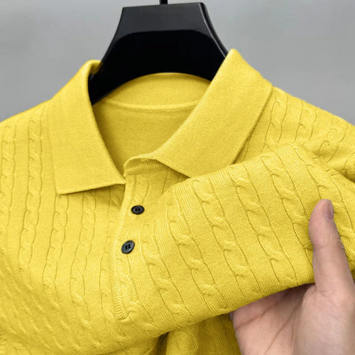 Autumn Men's Knitted Pullover Sweaters Cable Woolen Button Sweater